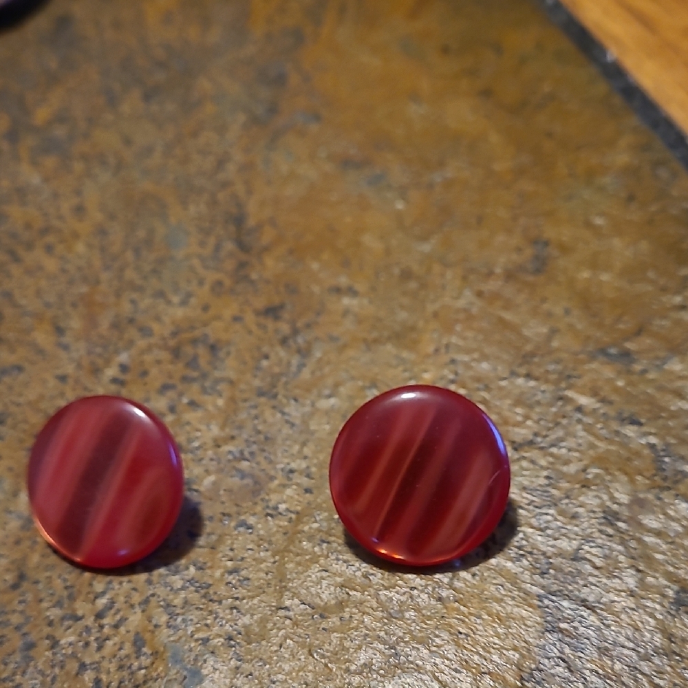 Round Red Earrings